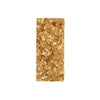 a vertical, light brown white chocolate bar covered in toasted granola and little chunks of spiced dried apple